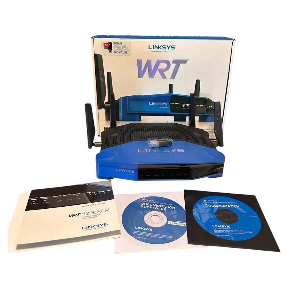 Linksys WRT3200ACM AC3200 MU-MIMO WiFi Router + AC600 Adapter OpenWRT Box
